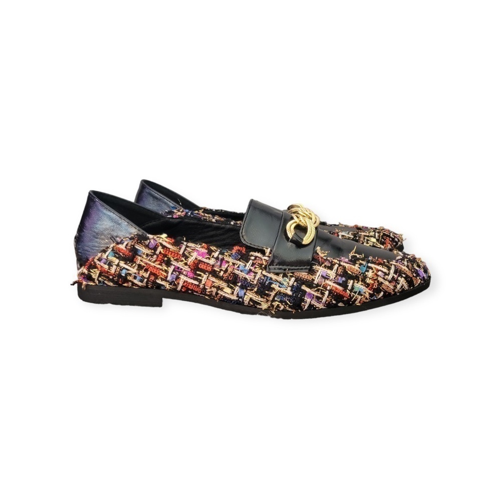 black colorful gold flats shoes Size 39 US 9